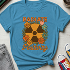Radiate Positivity Radiation Symbol with Daisies | T-Shirt