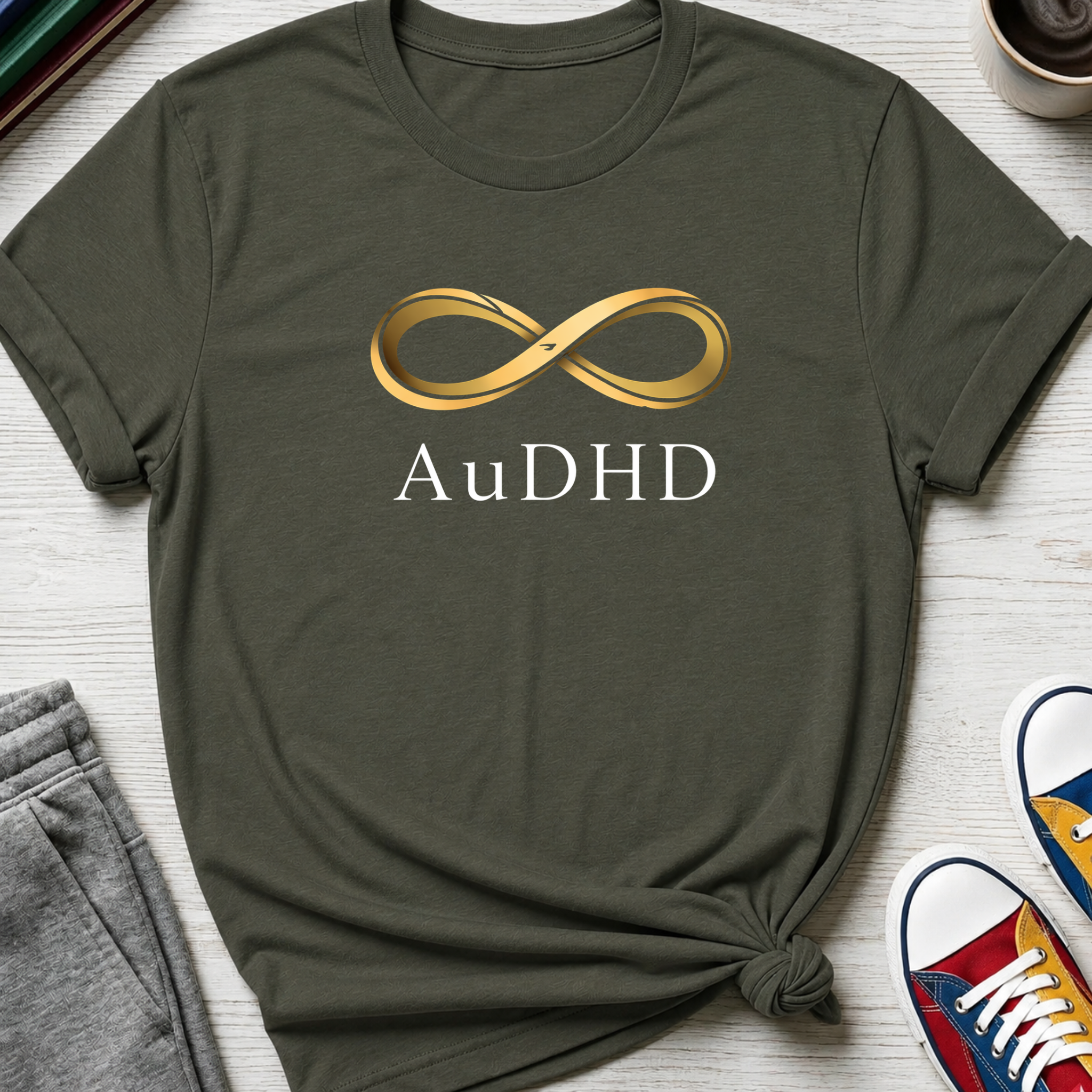 AuDHD Gold Infinity Loop | T-Shirt