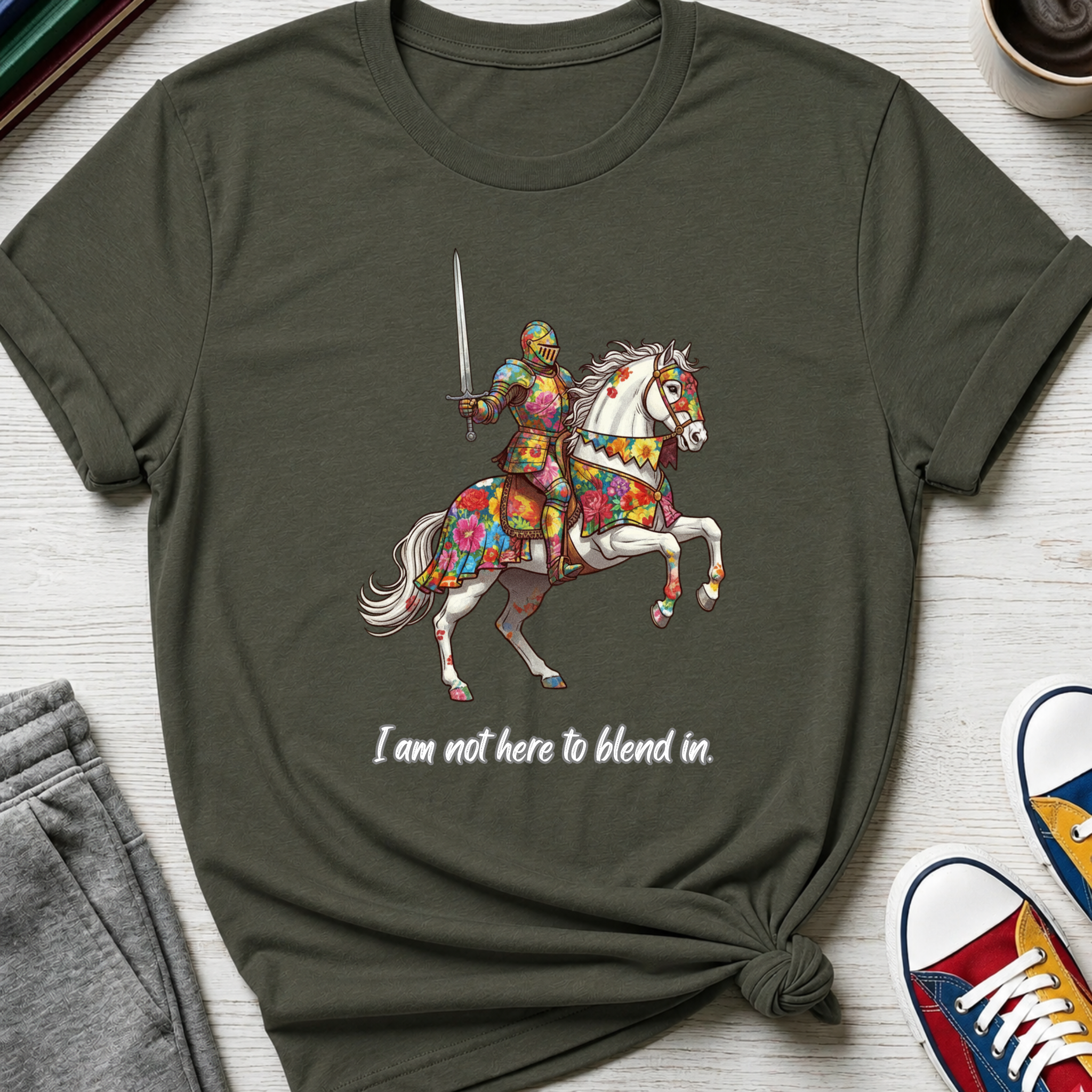 Not Here to Blend In Floral Knight | T-Shirt