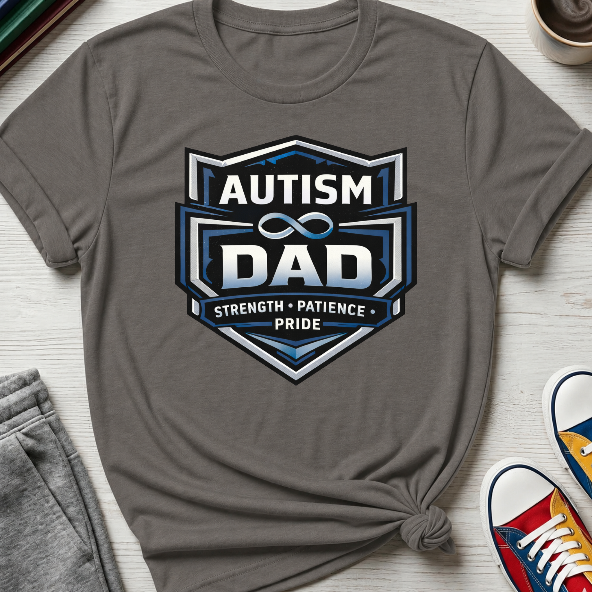 Autism Dad Shield Strength Pride | T-Shirt