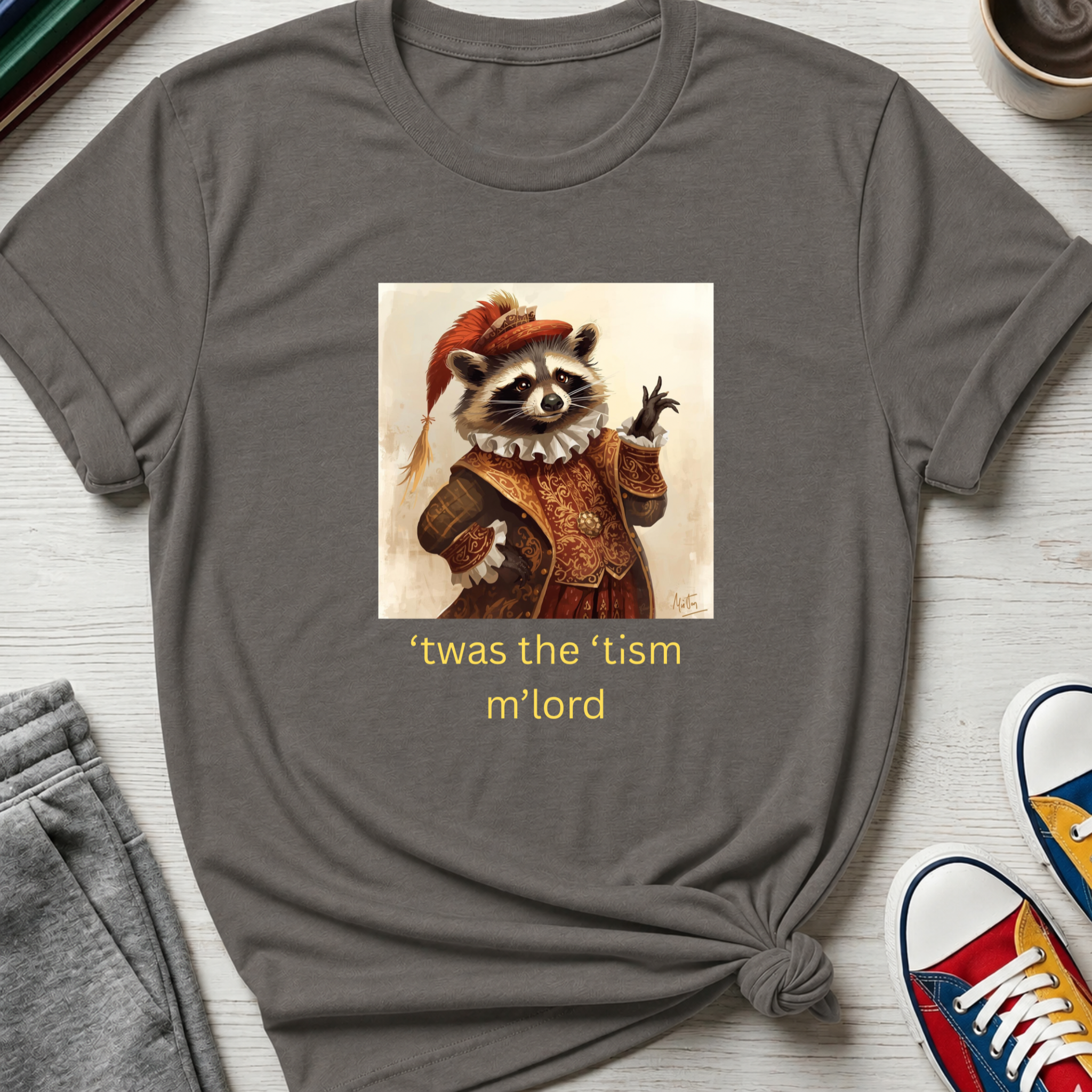 ’twas the ’tism m’lord Medieval Raccoon | T-Shirt