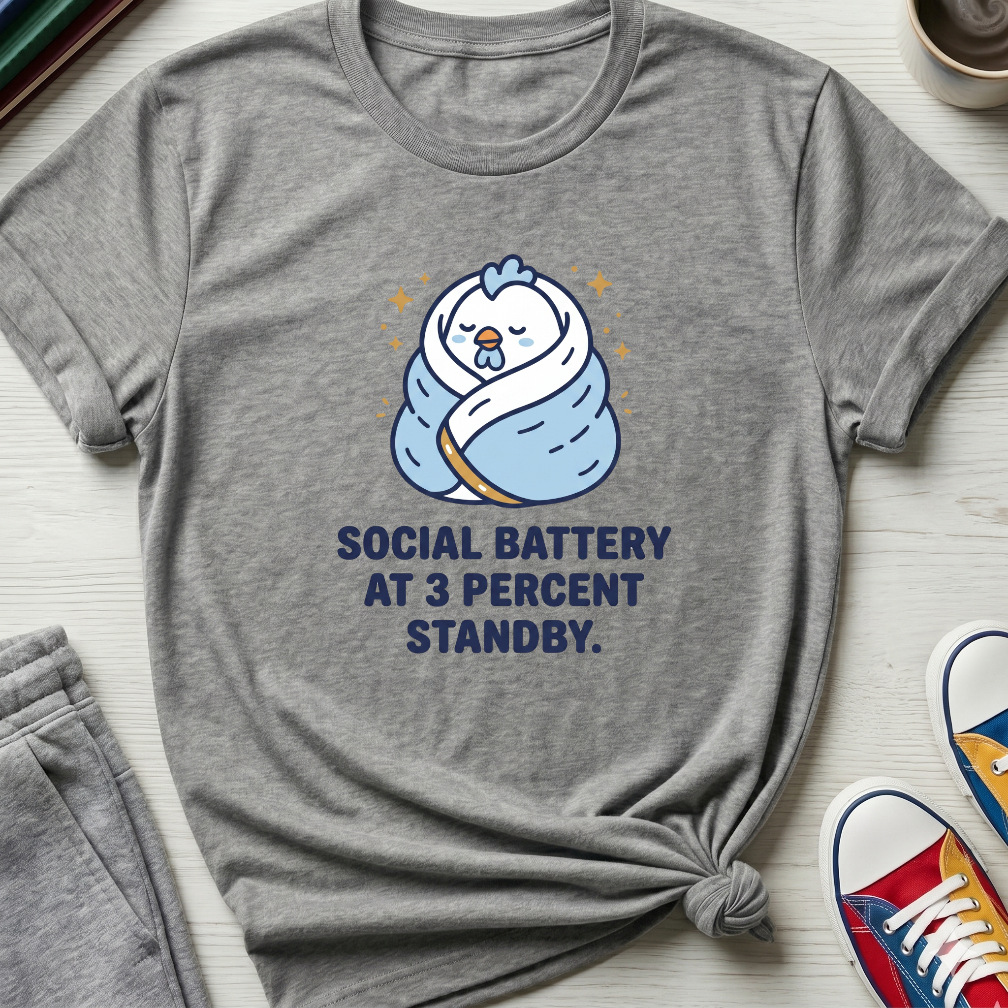 Social Battery 3 Percent Chicken | T-Shirt