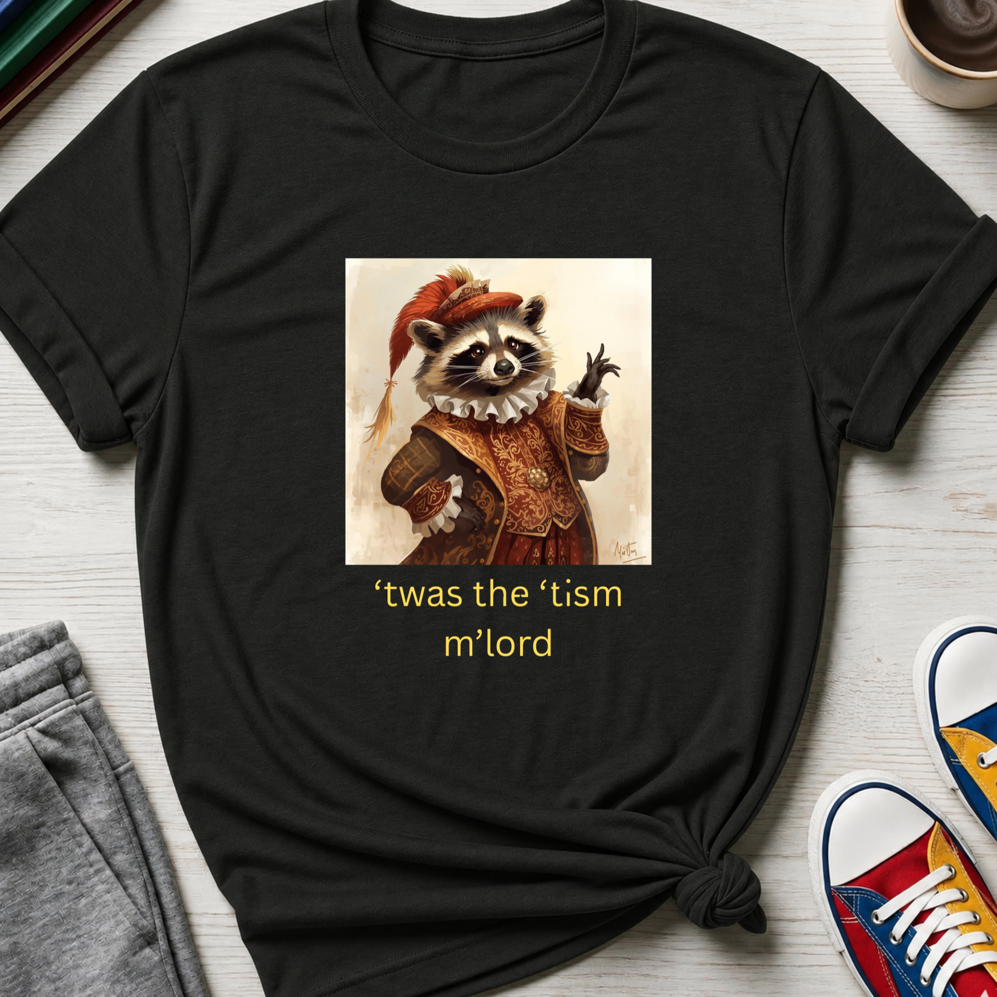 ’twas the ’tism m’lord Medieval Raccoon | T-Shirt