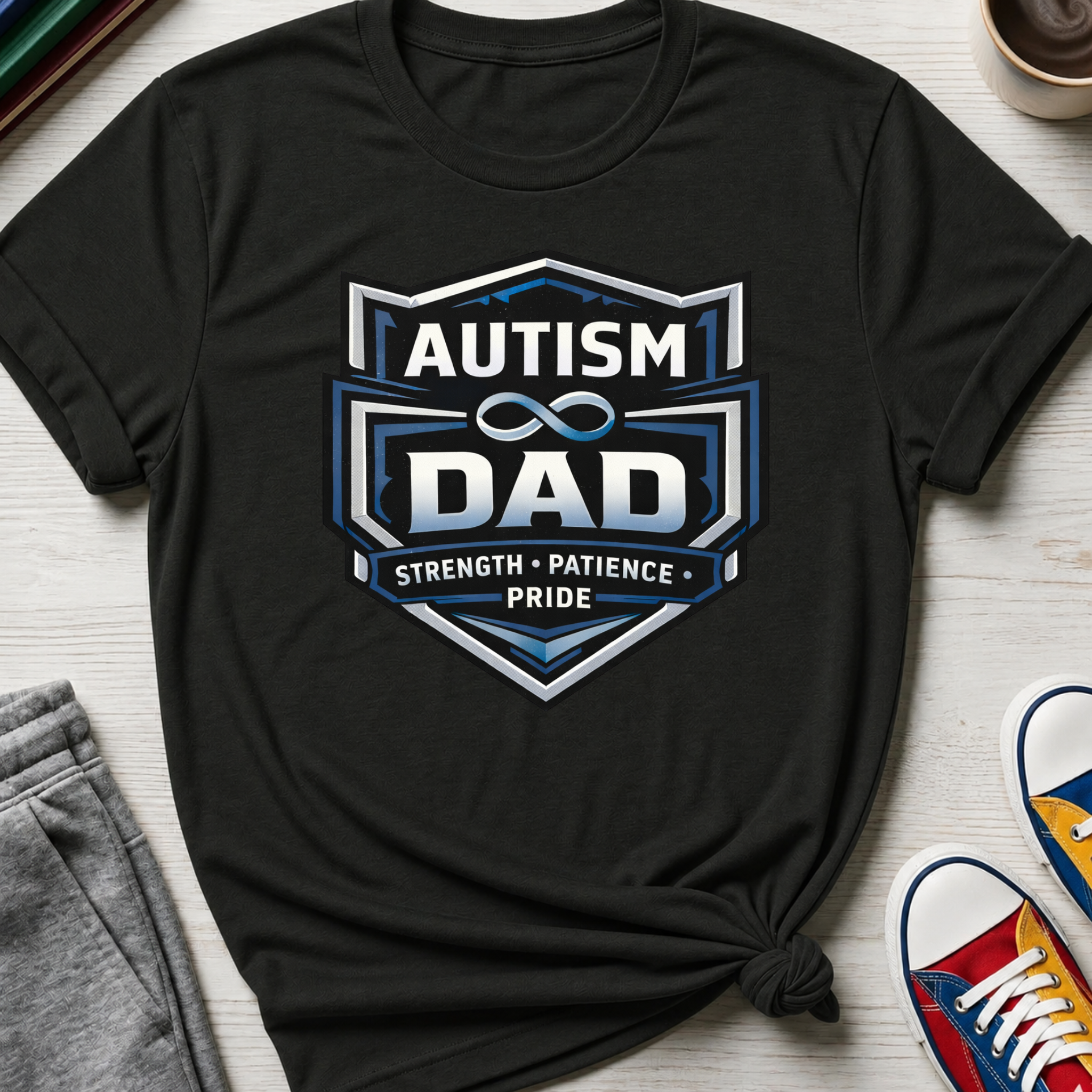 Autism Dad Shield Strength Pride | T-Shirt
