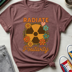 Radiate Positivity Radiation Symbol with Daisies | T-Shirt