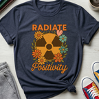 Radiate Positivity Radiation Symbol with Daisies | T-Shirt