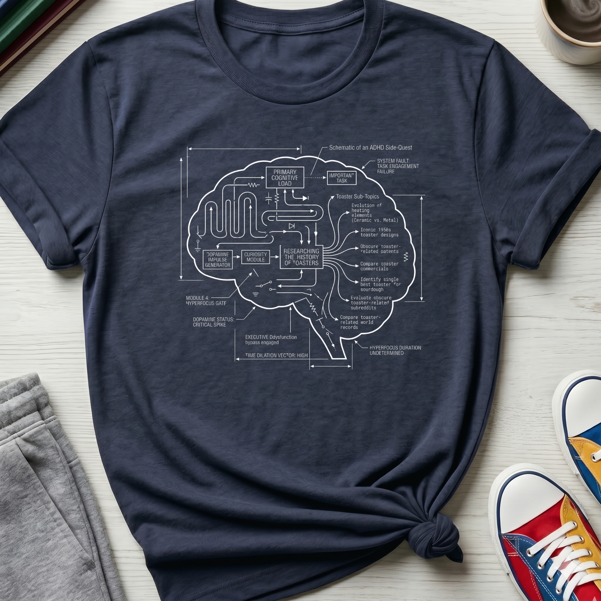 Brain Side Quest Schematic | T-Shirt