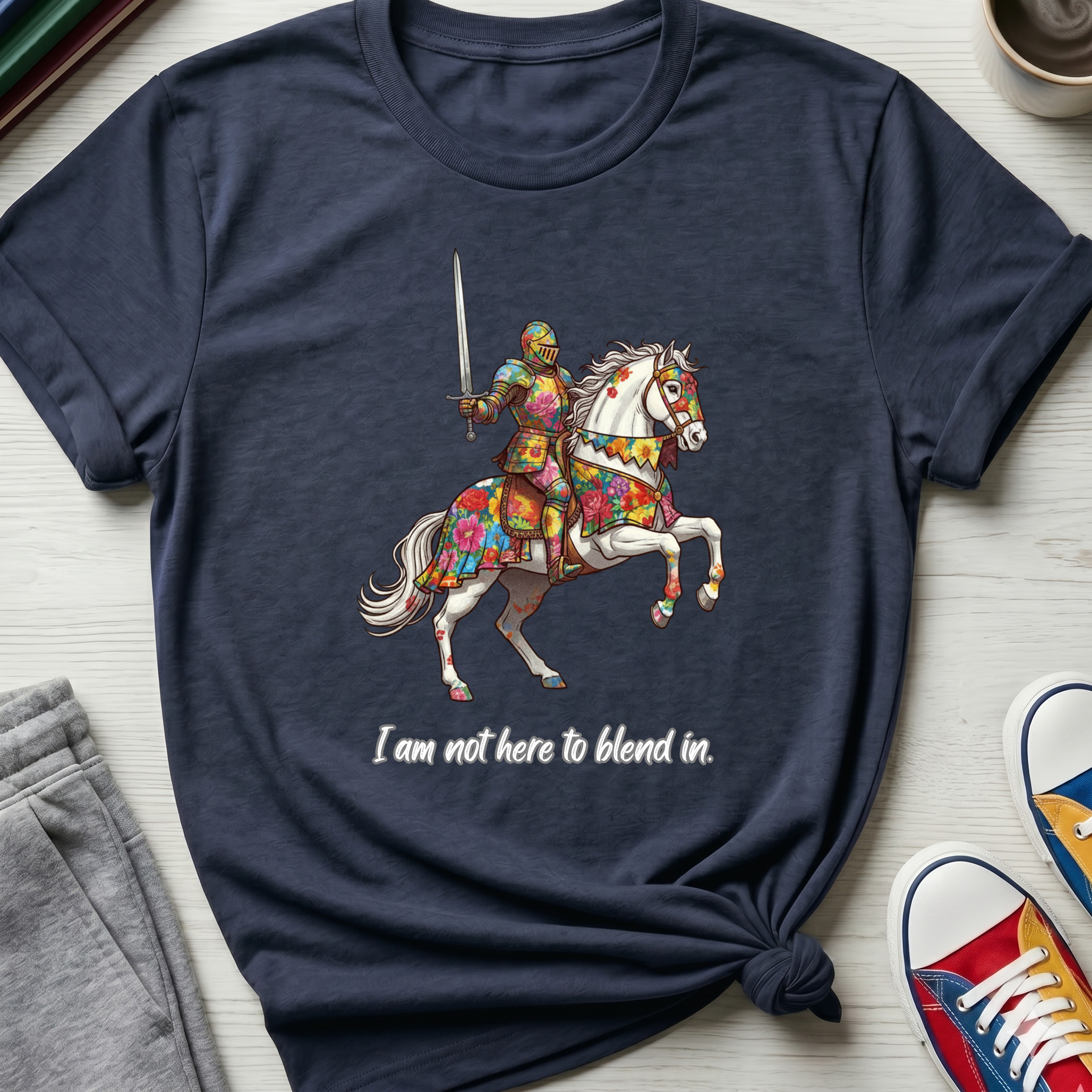 Not Here to Blend In Floral Knight | T-Shirt