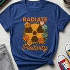 Radiate Positivity Radiation Symbol with Daisies | T-Shirt