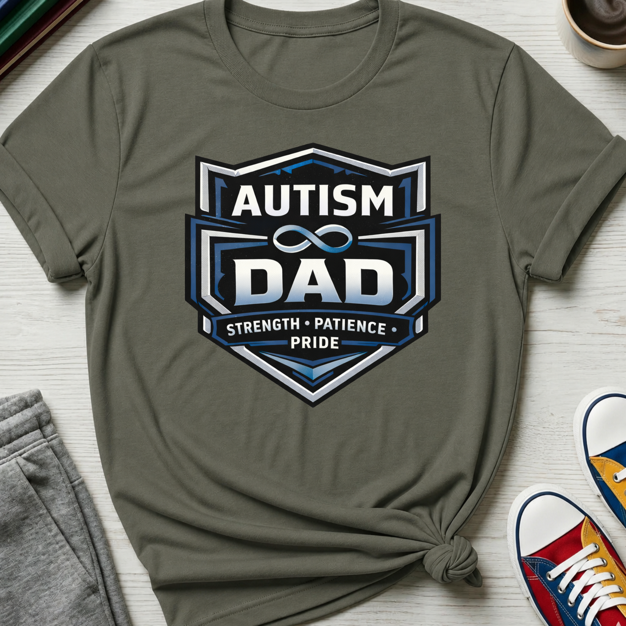 Autism Dad Shield Strength Pride | T-Shirt