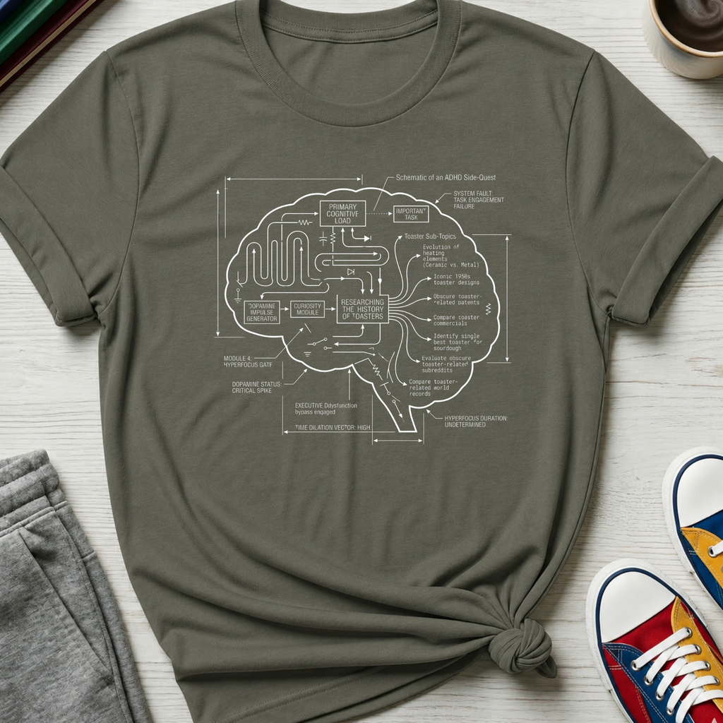 Brain Side Quest Schematic | T-Shirt