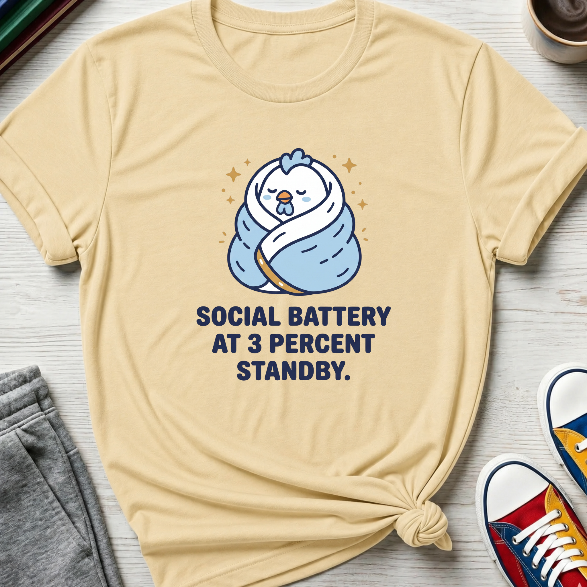Social Battery 3 Percent Chicken | T-Shirt