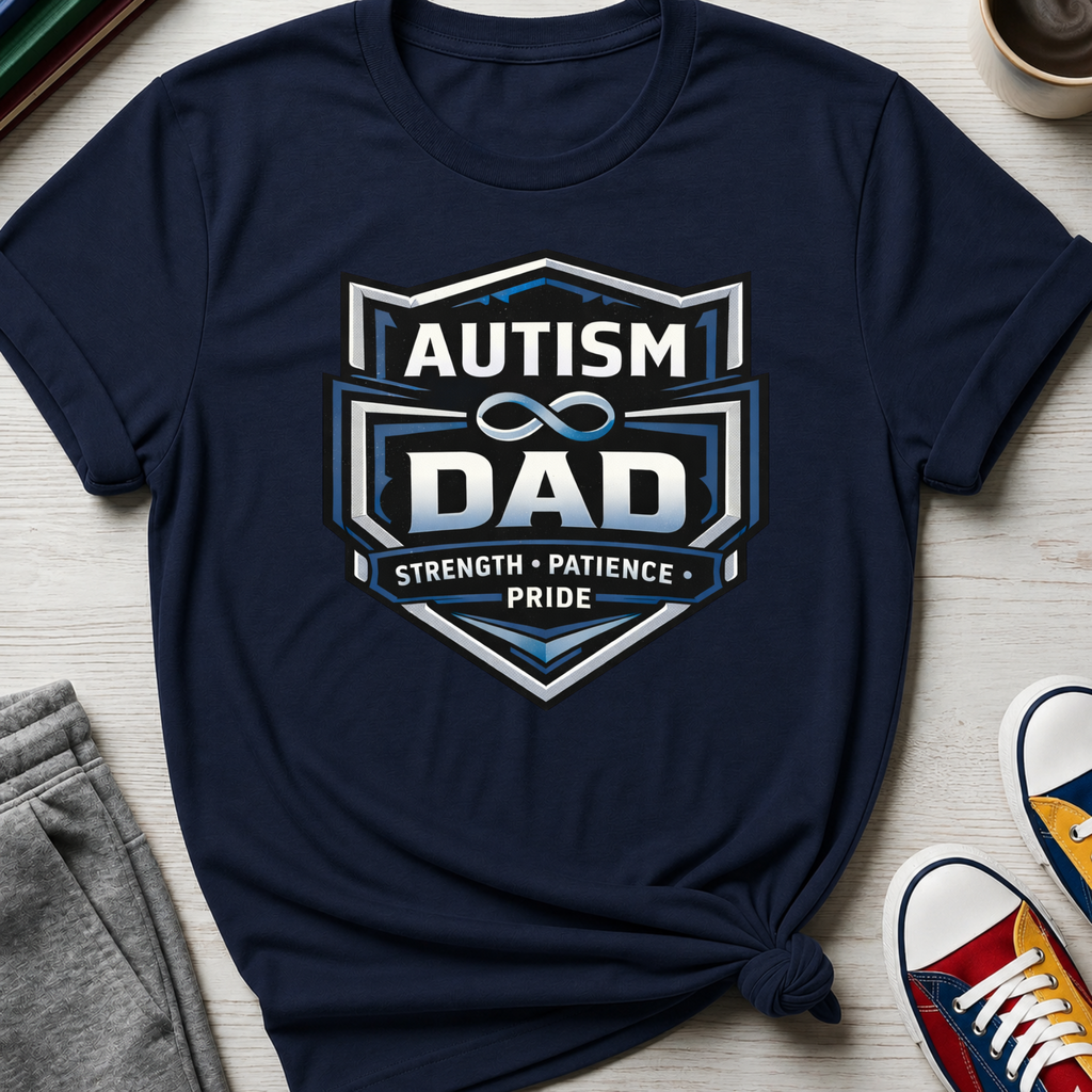 Autism Dad Shield Strength Pride | T-Shirt