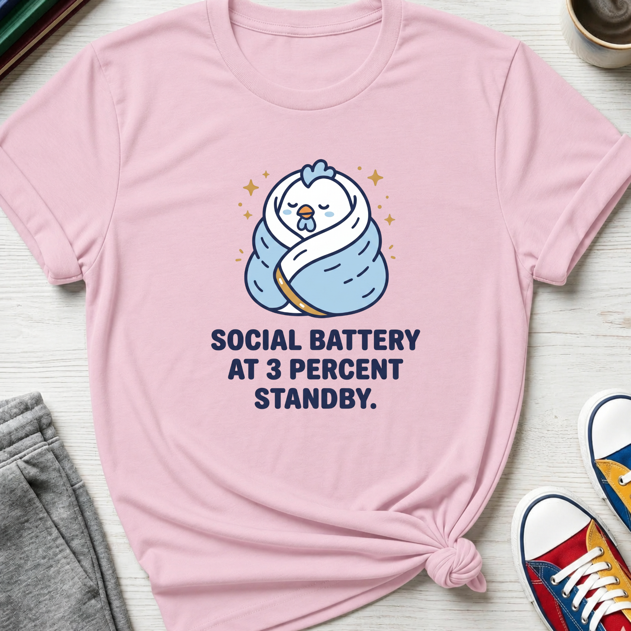 Social Battery 3 Percent Chicken | T-Shirt