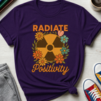 Radiate Positivity Radiation Symbol with Daisies | T-Shirt