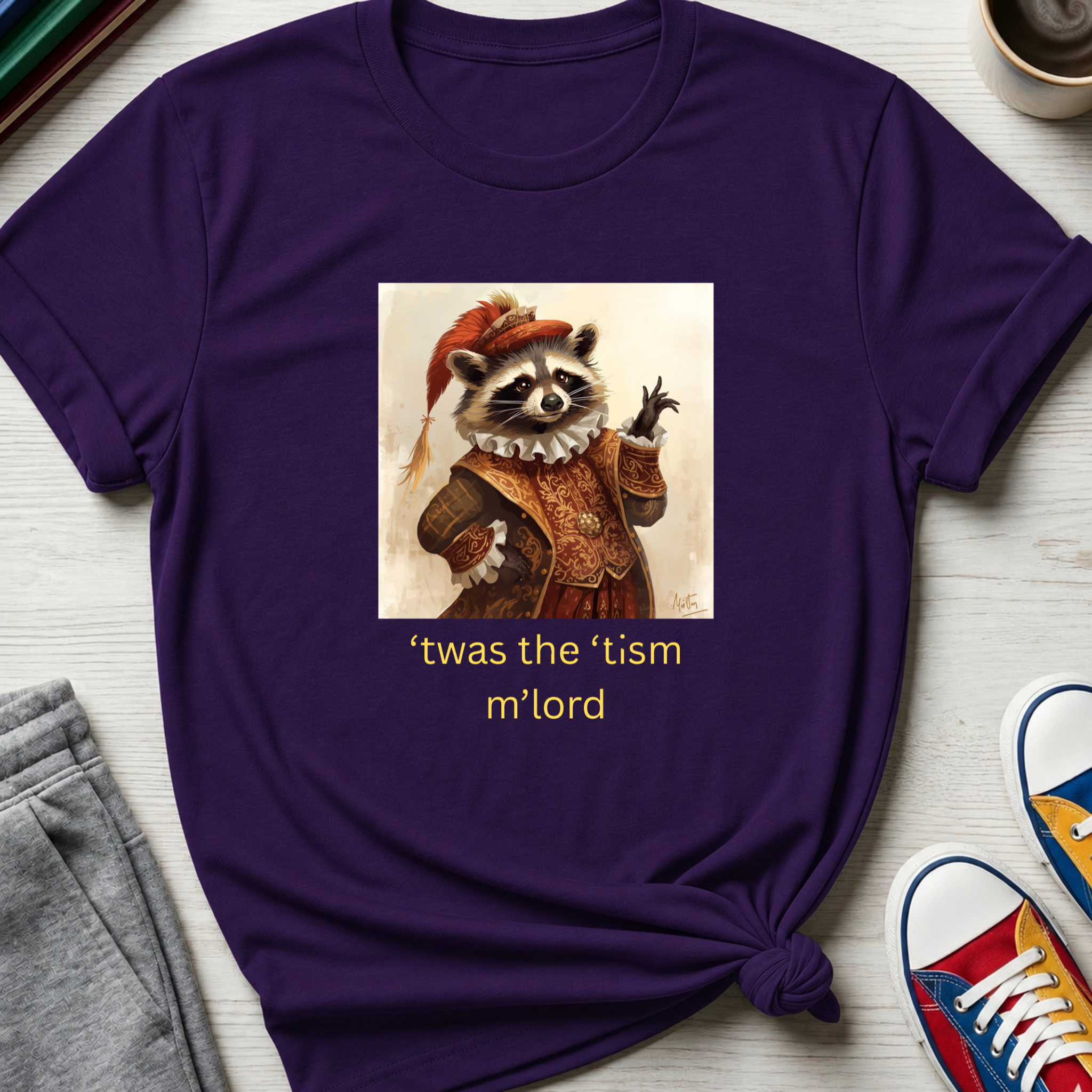 ’twas the ’tism m’lord Medieval Raccoon | T-Shirt