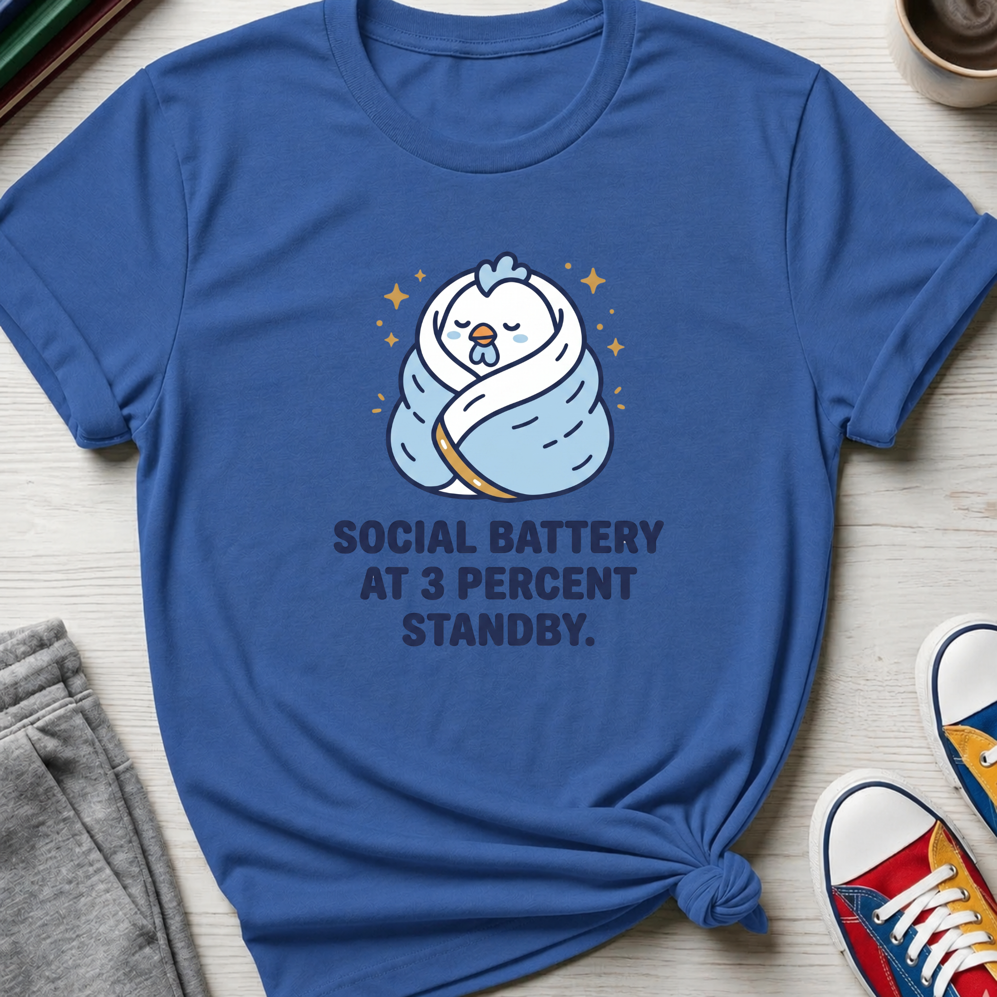 Social Battery 3 Percent Chicken | T-Shirt