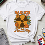 Radiate Positivity Radiation Symbol with Daisies | T-Shirt